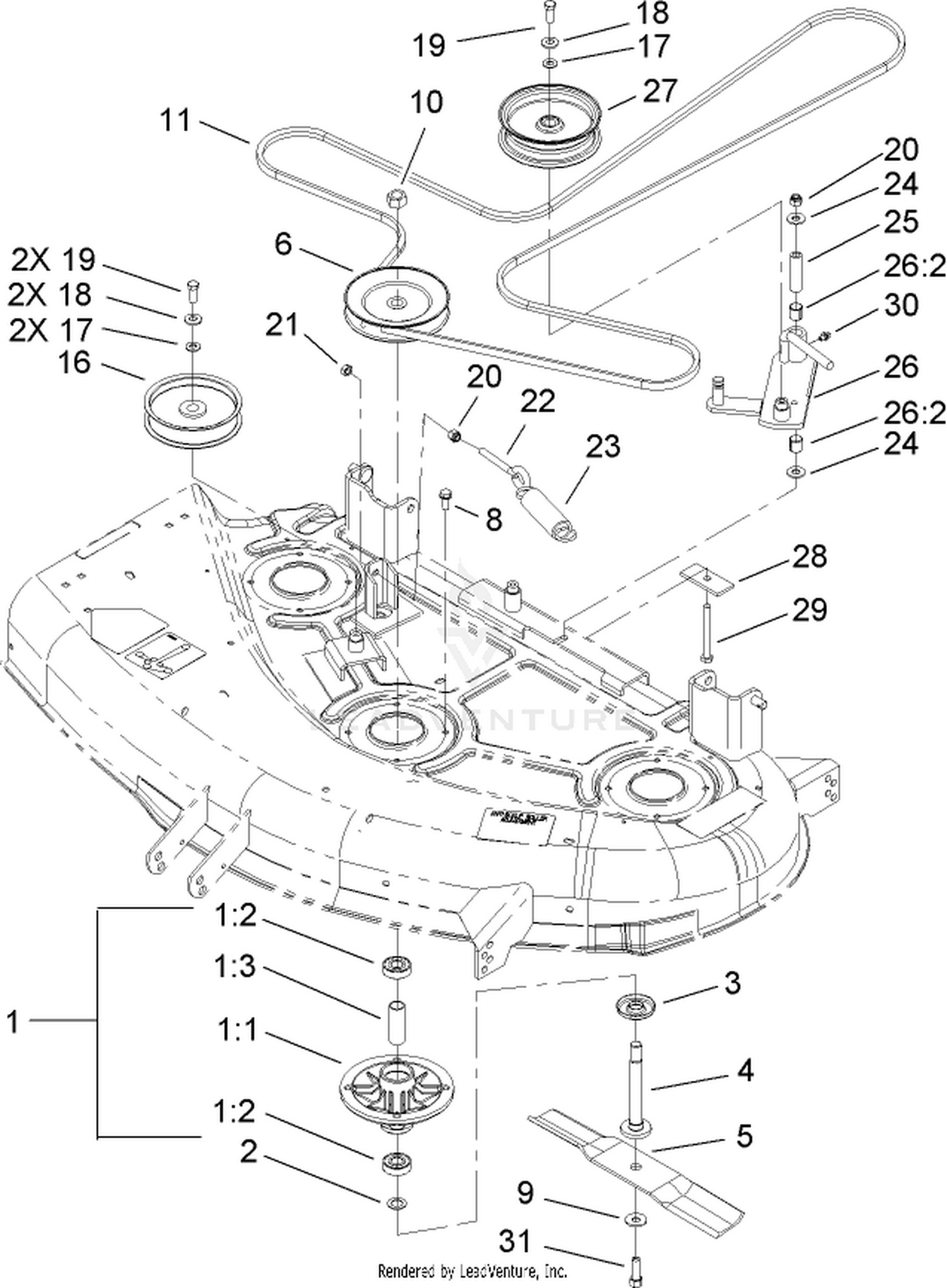 44in Deck Belt Drive Assembly