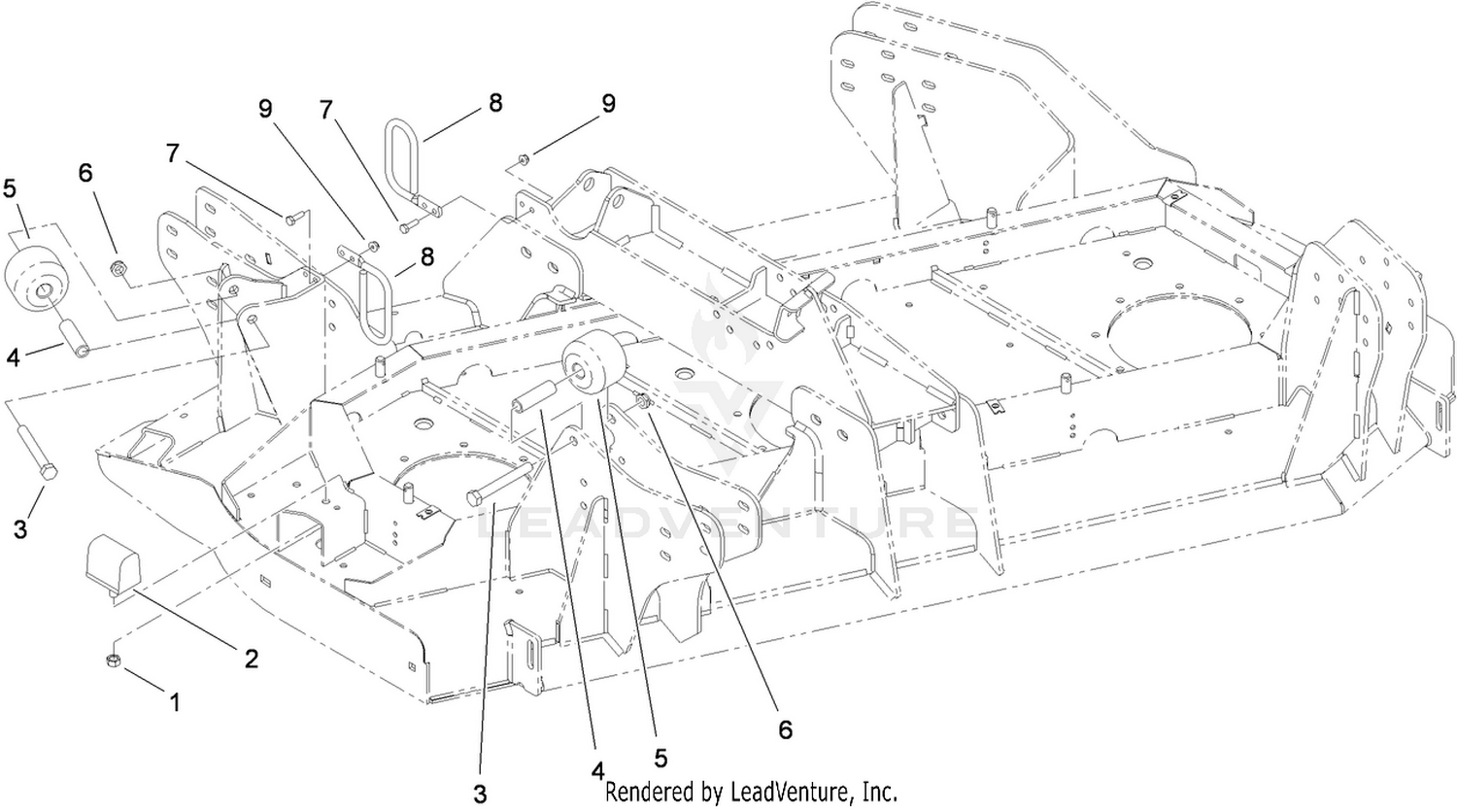 Left Deck  Stop and Hose Guide Assembly