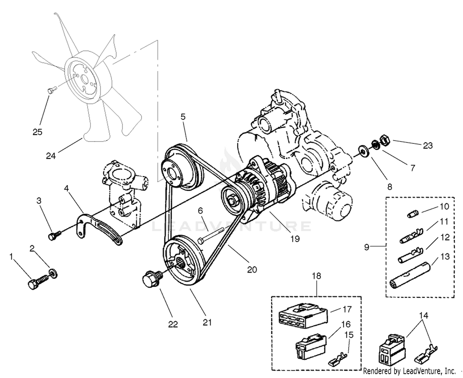 Alternator And Pulley Assembly