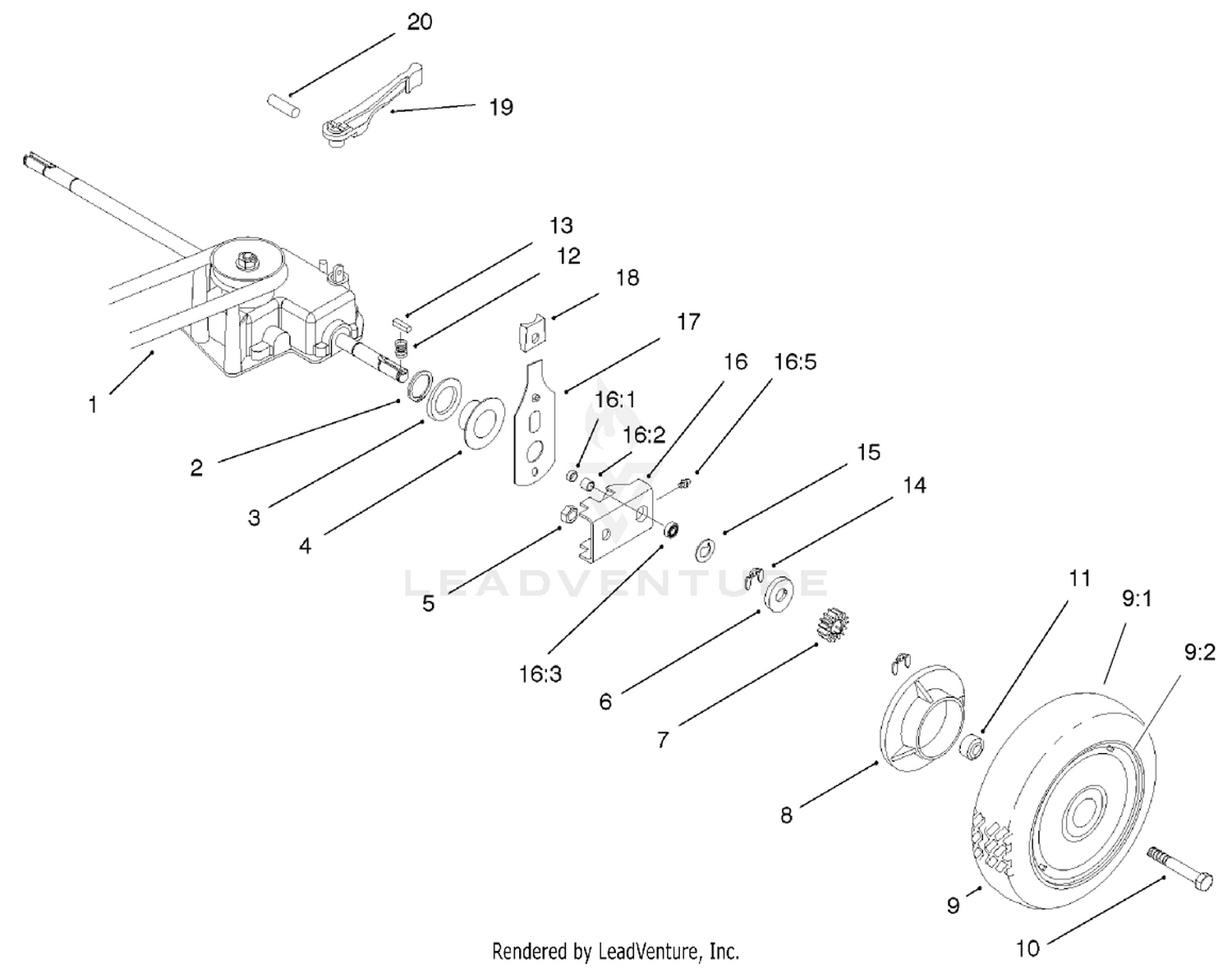 Gearcase and Rear Wheel Assembly