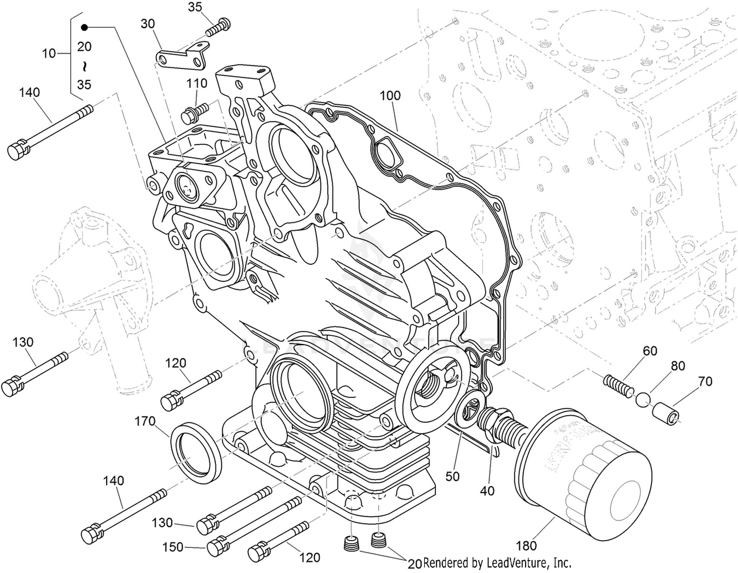 Gear Case and Oil Filter Cartridge Assembly