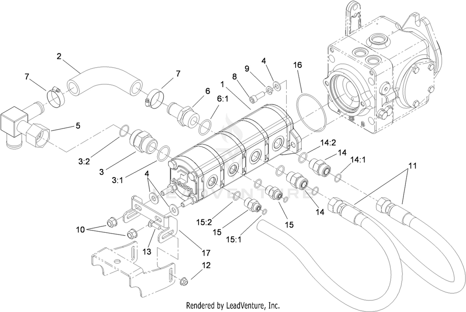 Gear Pump Hydraulic Plumbing Assembly