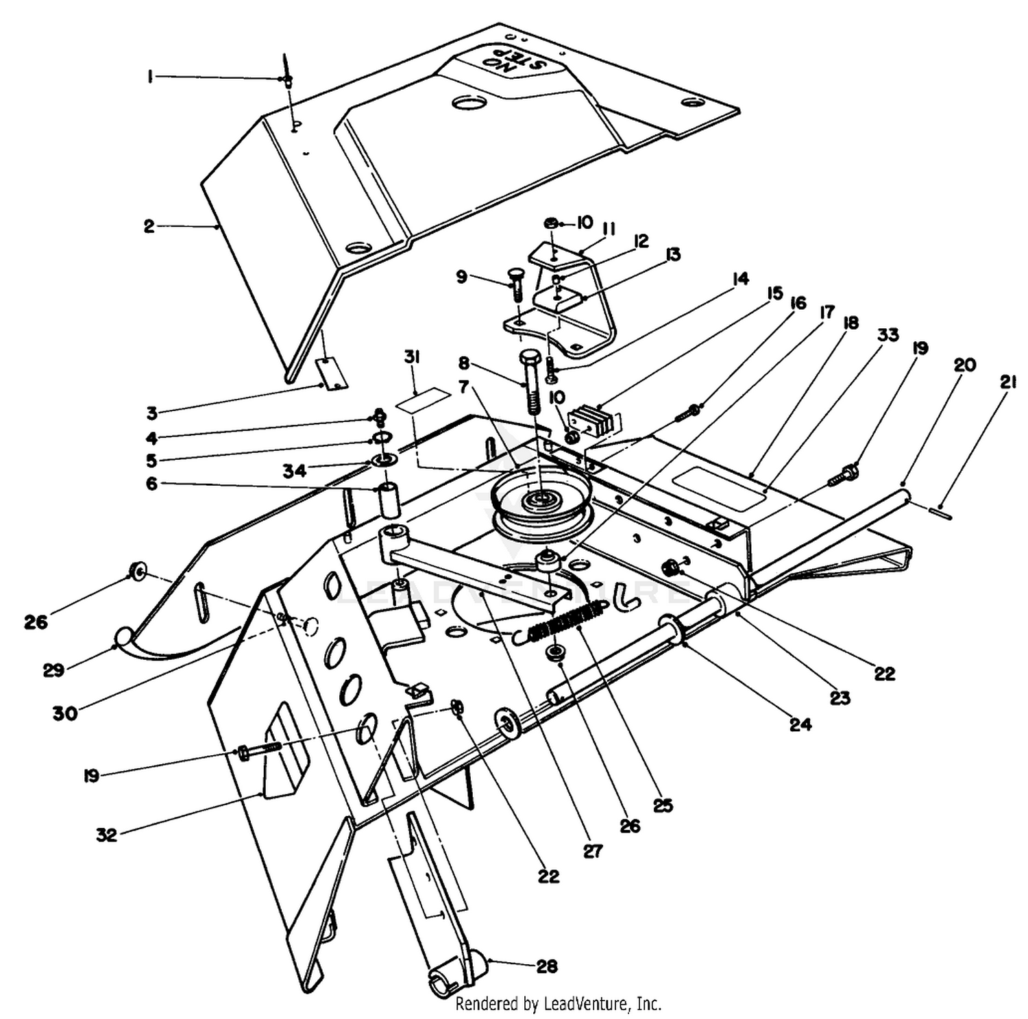 Center Deck Model No. 30592 Right Wing Assembly