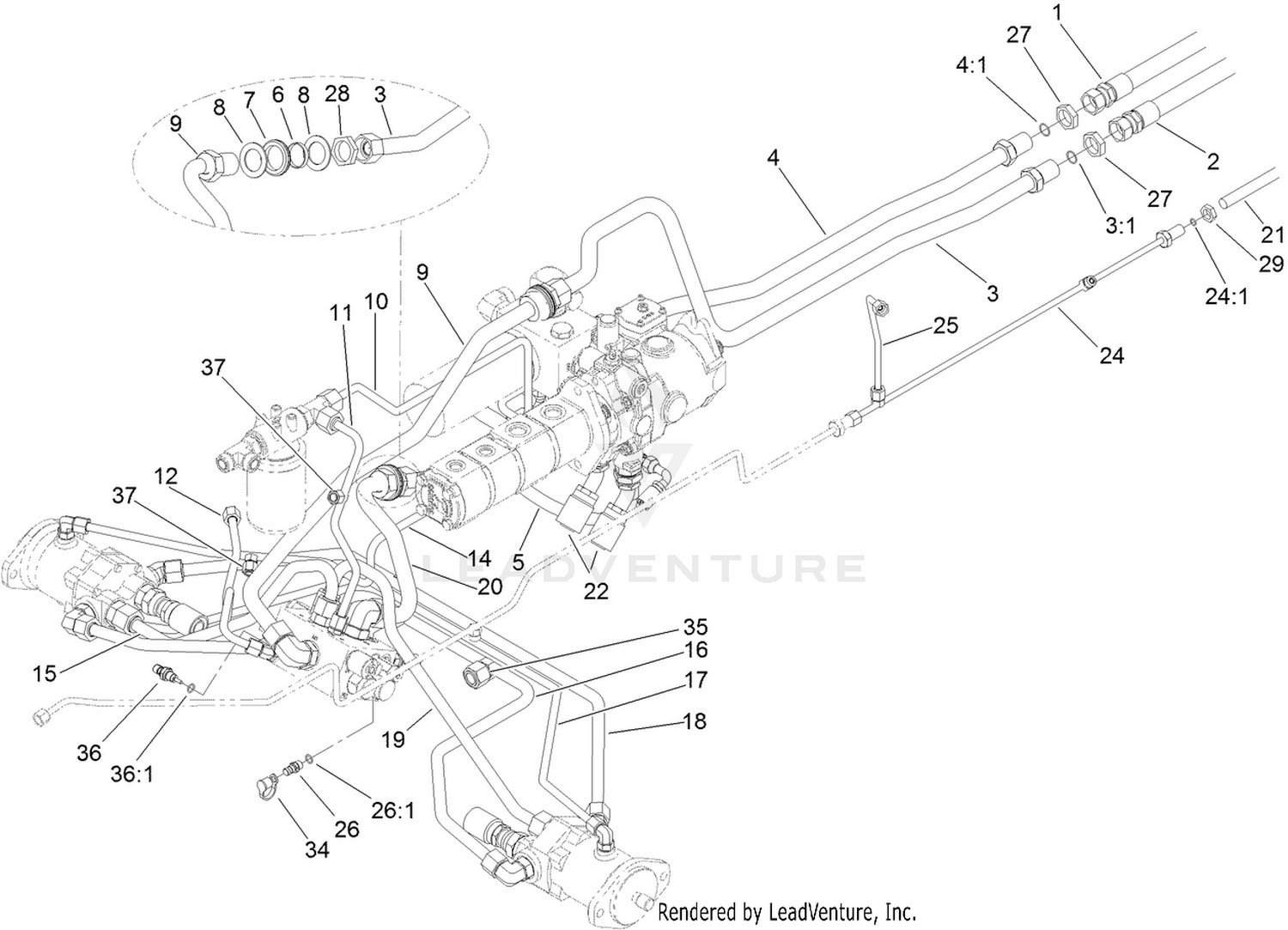 Traction Hydraulic Lines Assembly