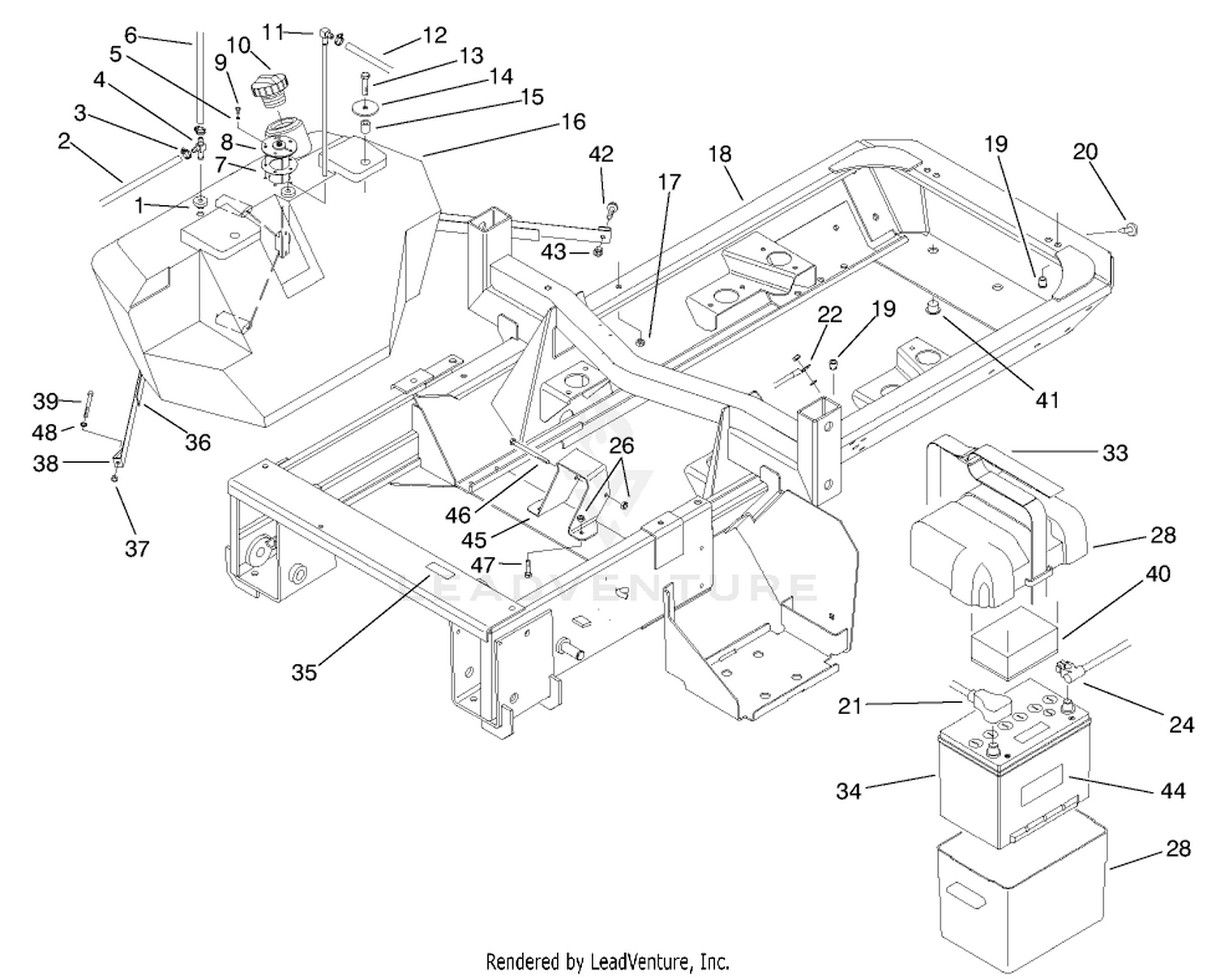 Frame, Fuel Tank  Battery Assembly