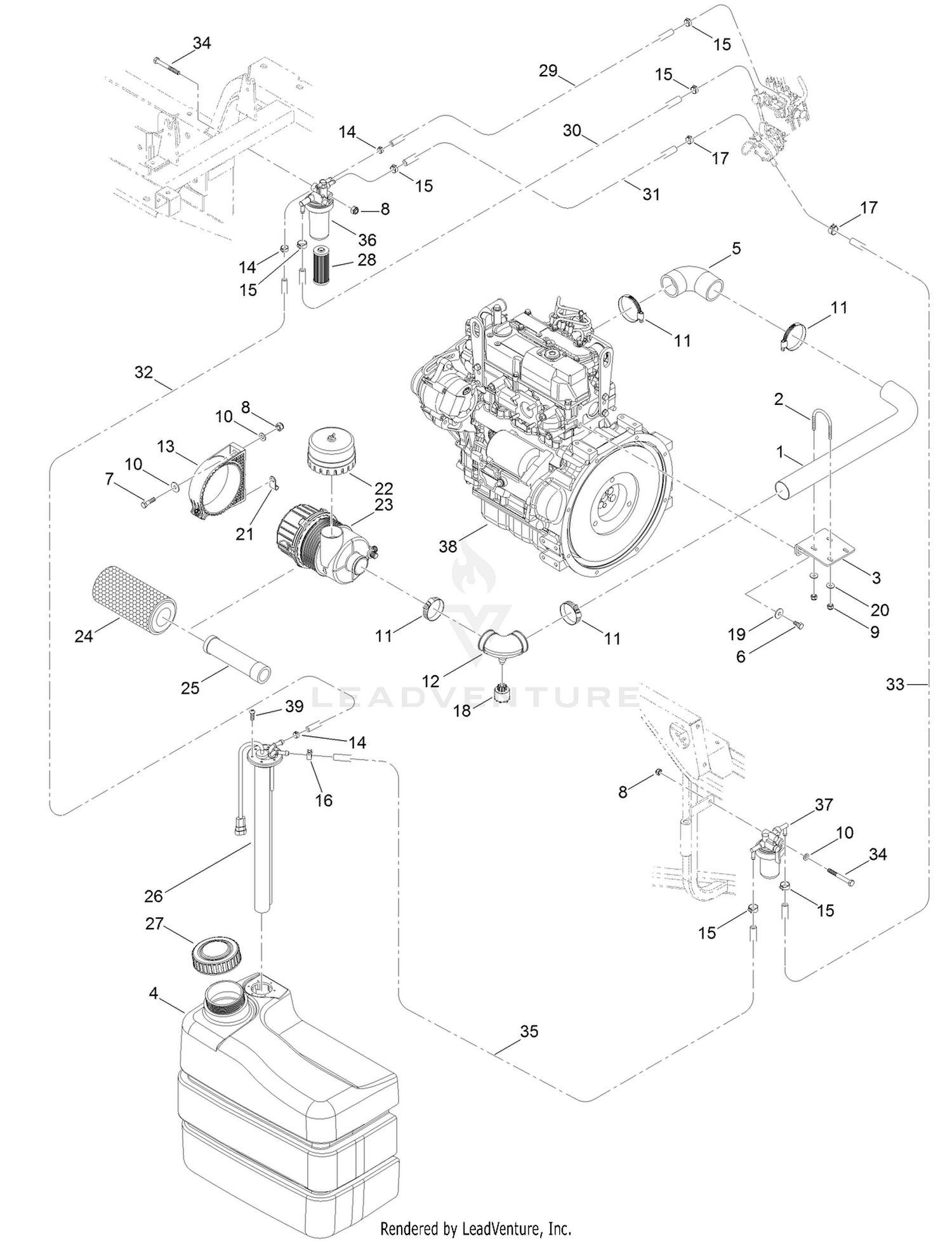 Engine, Fuel and Suction Assembly