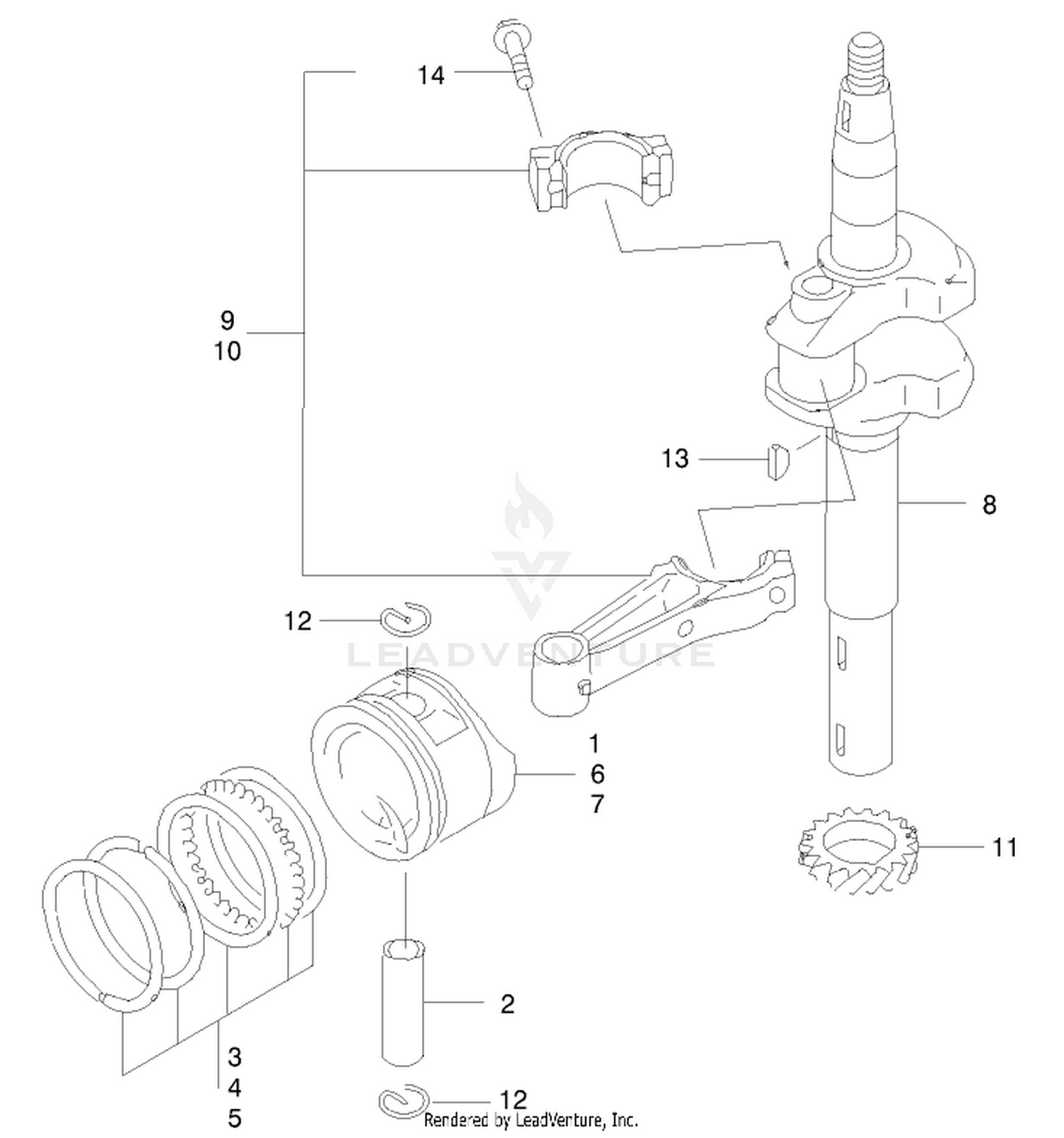 Piston/crankcase
