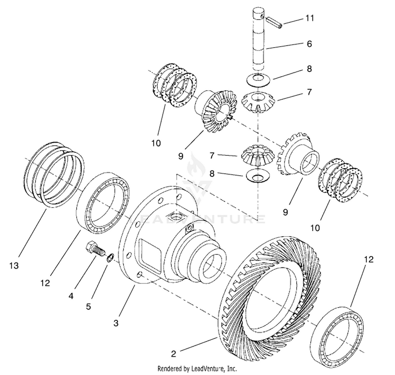Rear Axle Assembly No. 95-7500 (continued) Differential Assembly