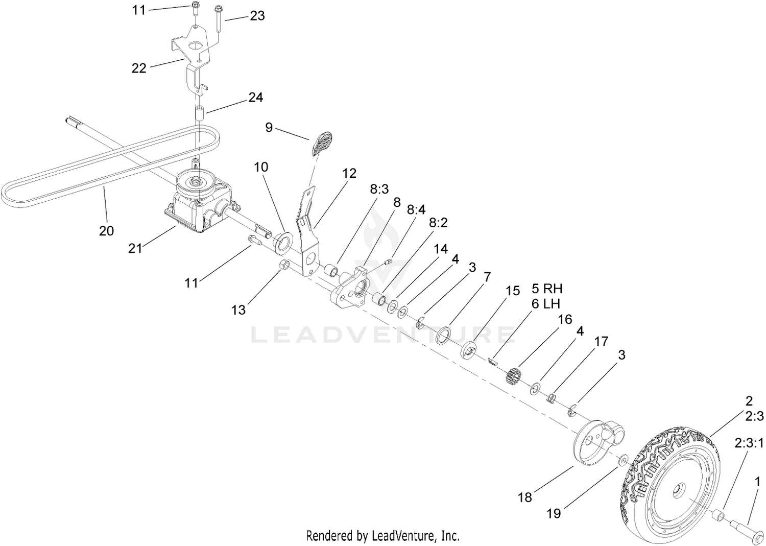 Rear Wheel and Gear Case Assembly