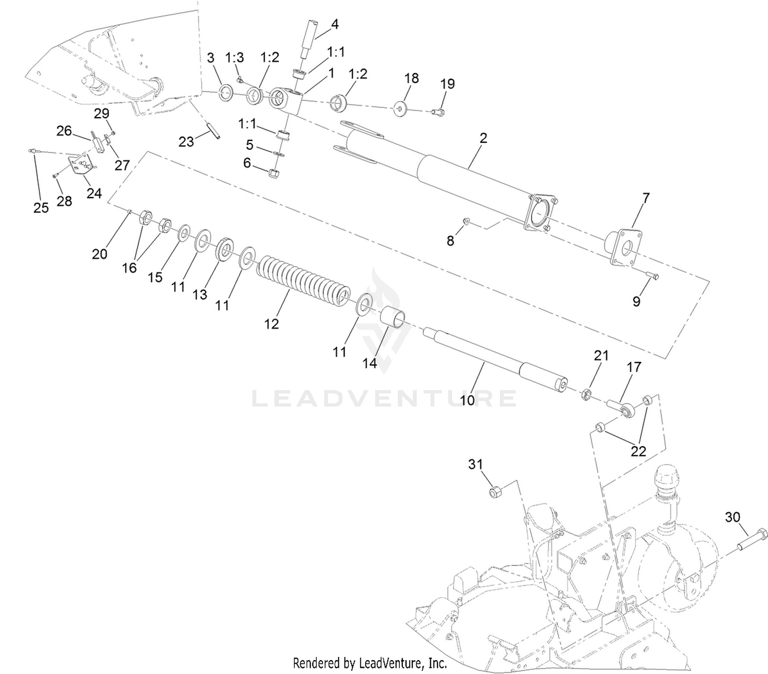 Left Hand Deck Impact Arm and Limit Switch Assembly