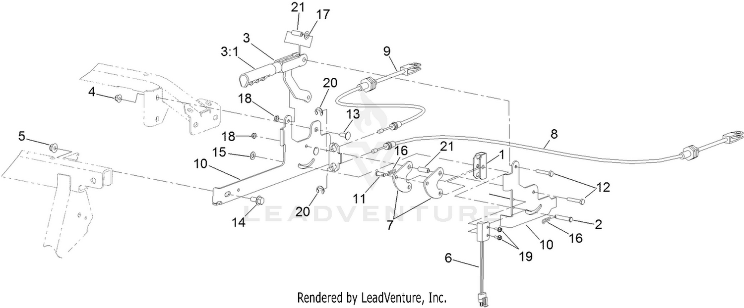 Parking Brake Lever and Cable Assembly