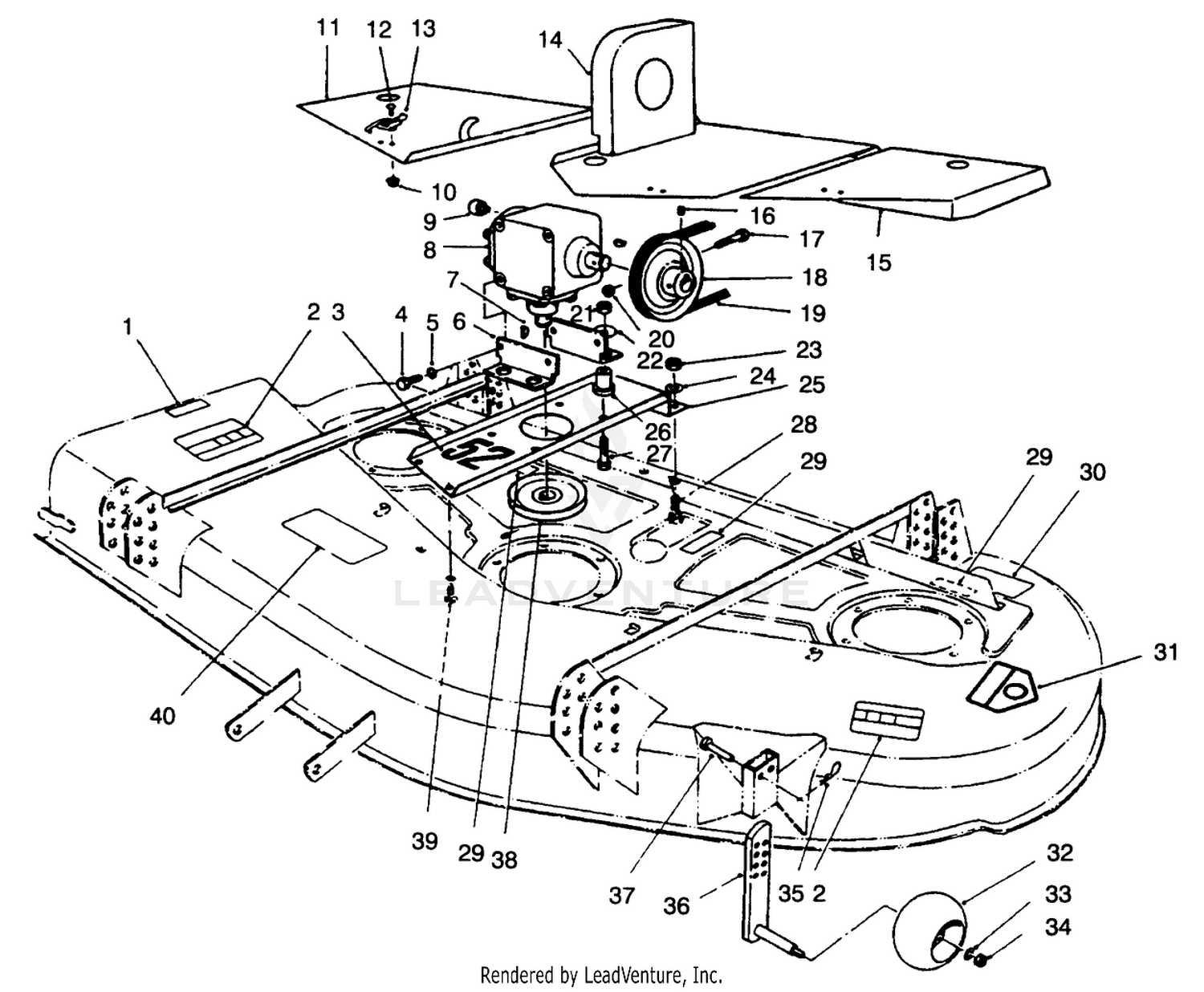 Deck, Covers, Gear Box, Gage  Wheel