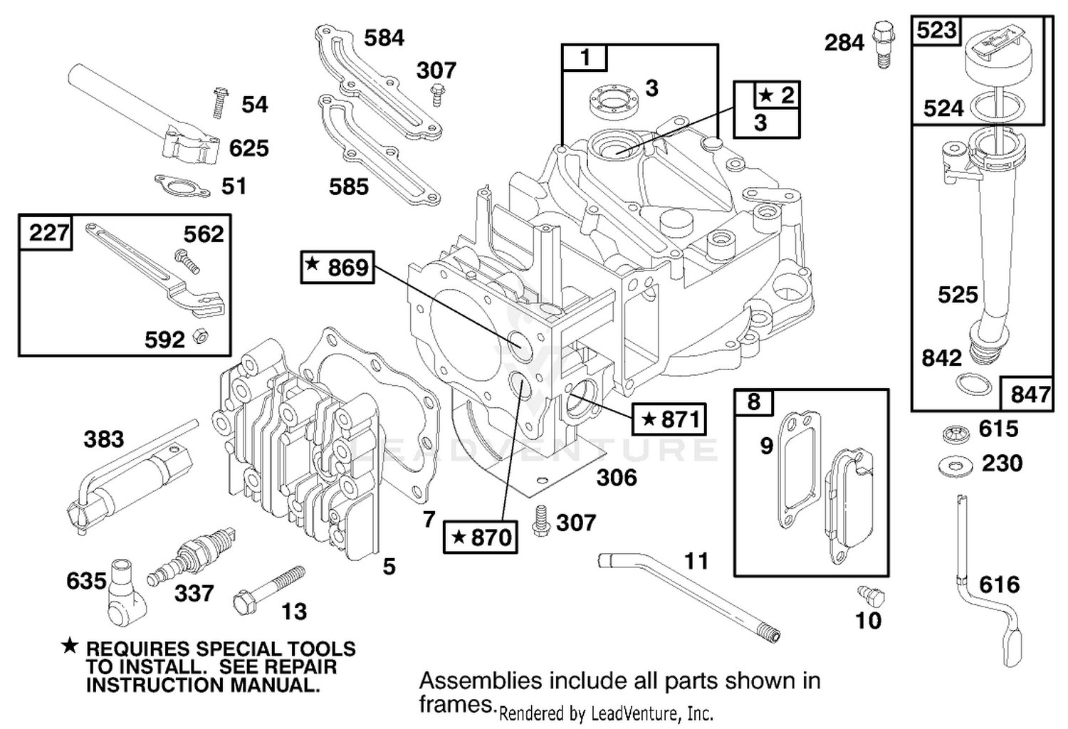 Engine Briggs  Stratton Model 12h807-1760-E1 (model No. 20021 Serial No. 9940000-9941632)