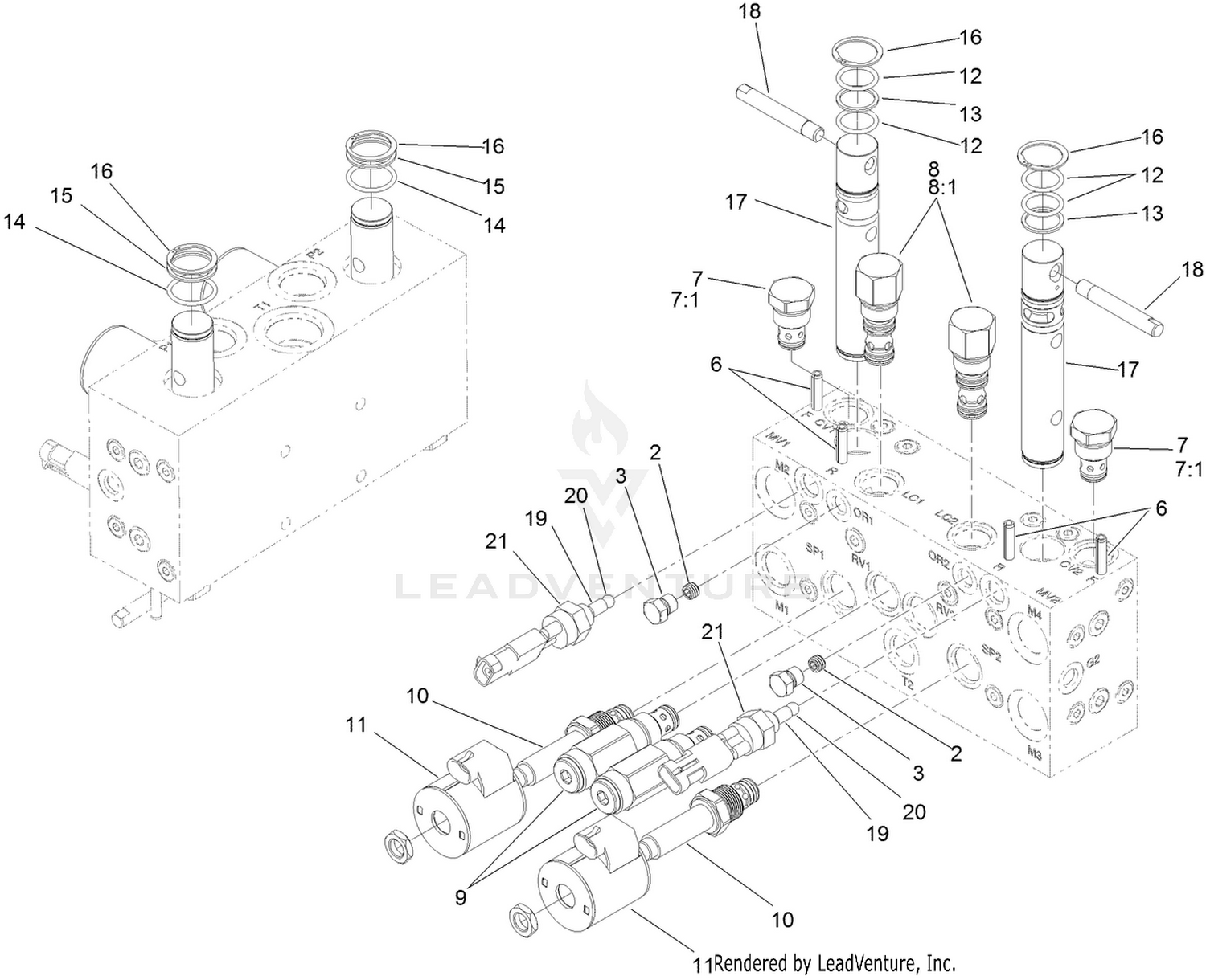5-Plex Mow Manifold Block Assembly