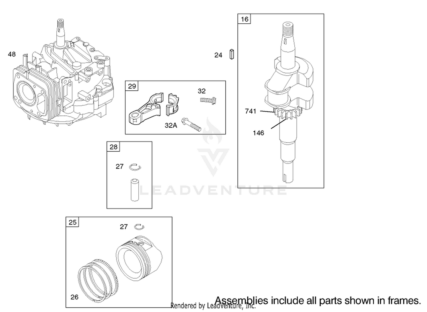 Crankshaft Assembly Engine Briggs and Stratton Model 122607-0116-E1