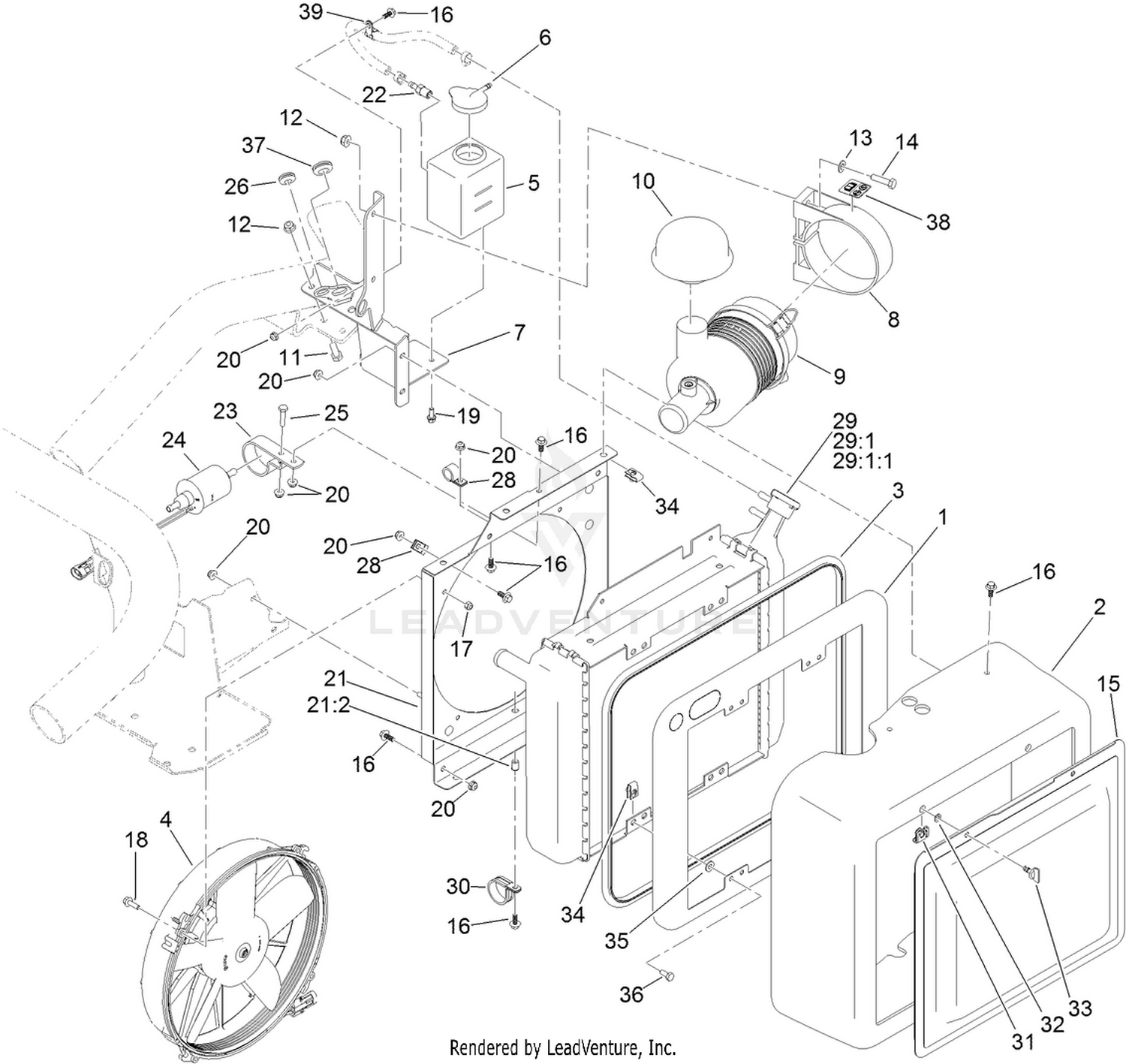Radiator, Fuel Pump and Air Cleaner Assembly