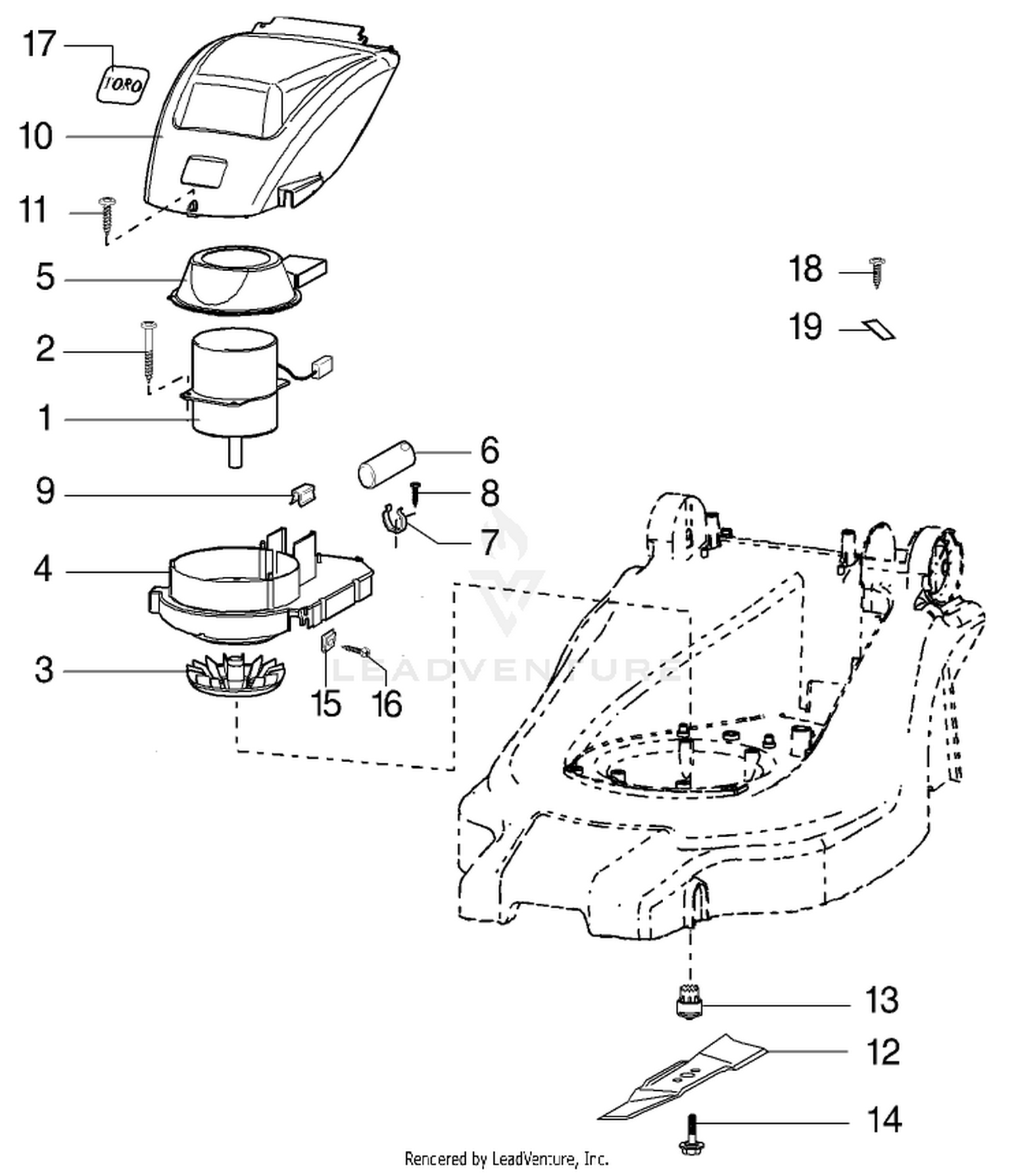 Motor and Blade Assembly Model-No. 21070,21071