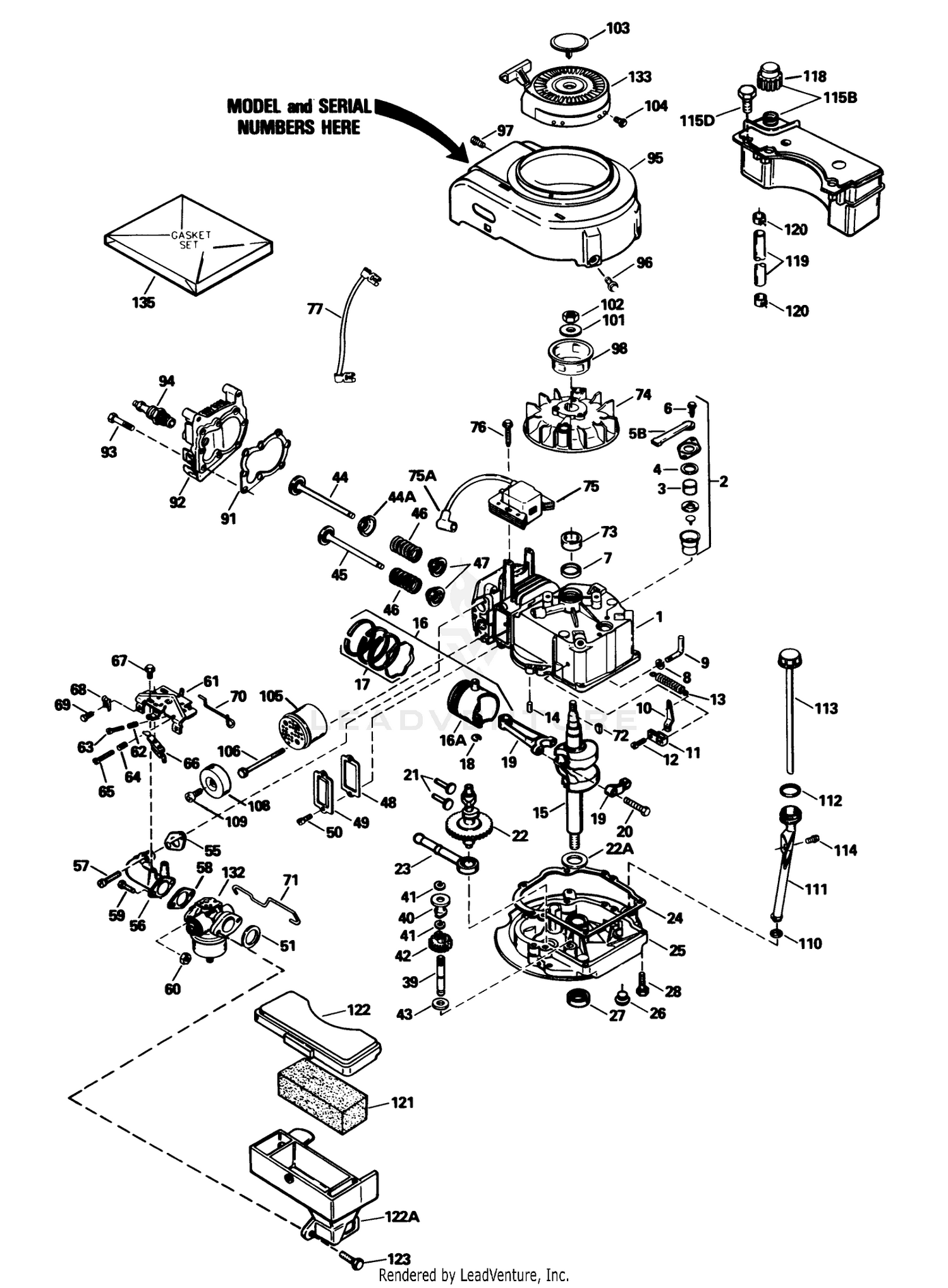 Engine Tecumseh Model No. Tvs100-44018b