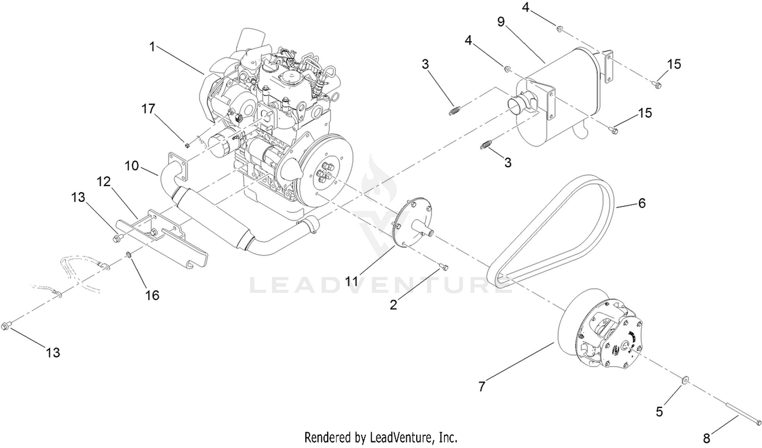 Engine, Primary Clutch and Exhaust Assembly