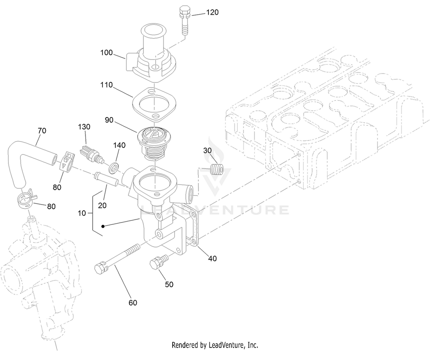 Water Flange and Thermostat Assembly