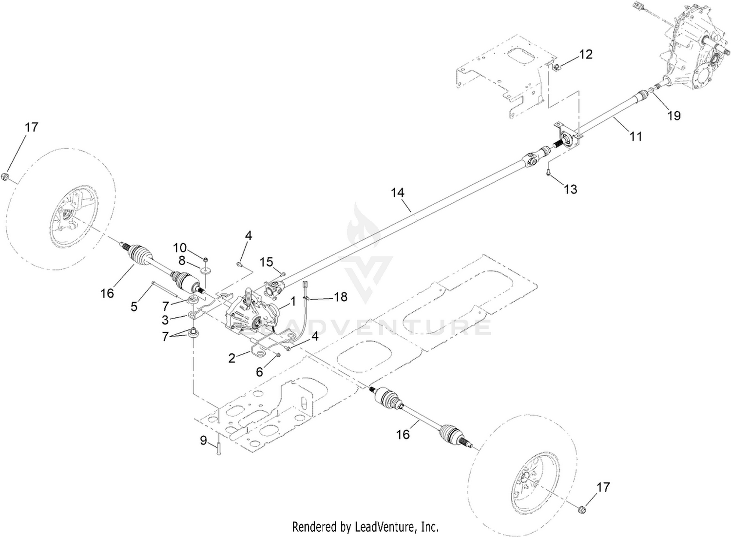 Front Differential and Driveshaft Assembly