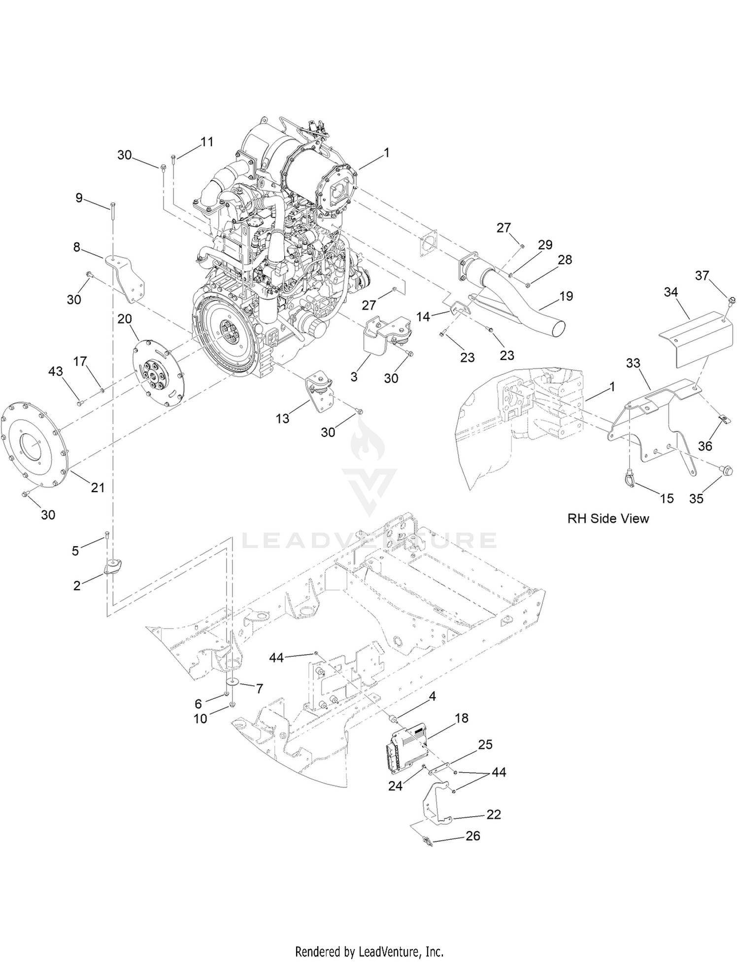 Engine and Mount Assembly