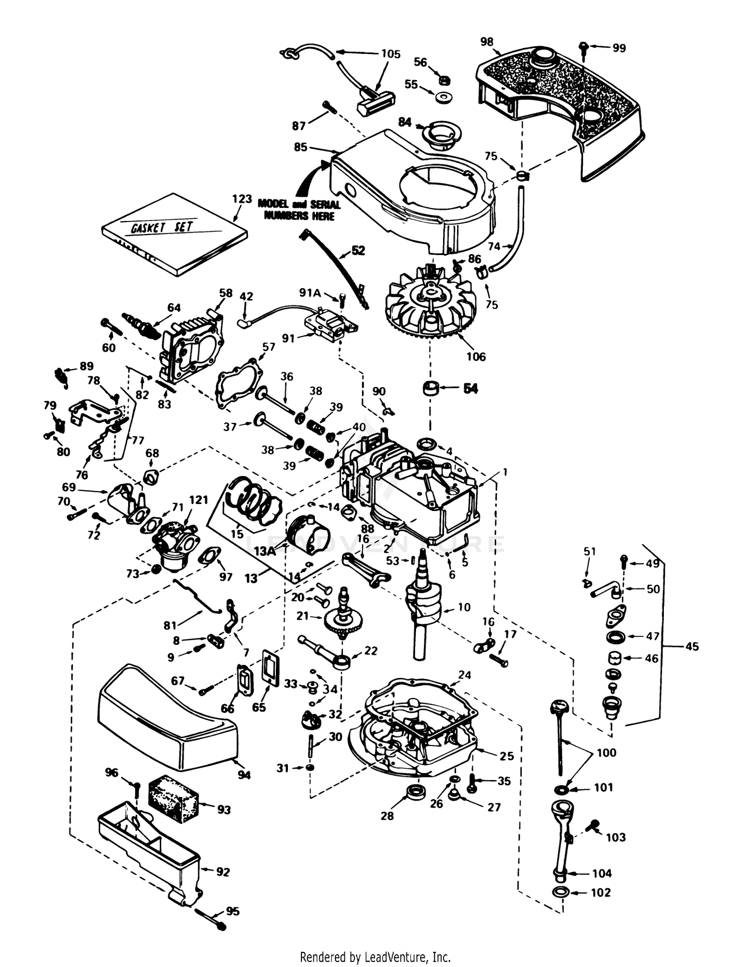 Engine Tecumseh Model No. Tnt100-10087e