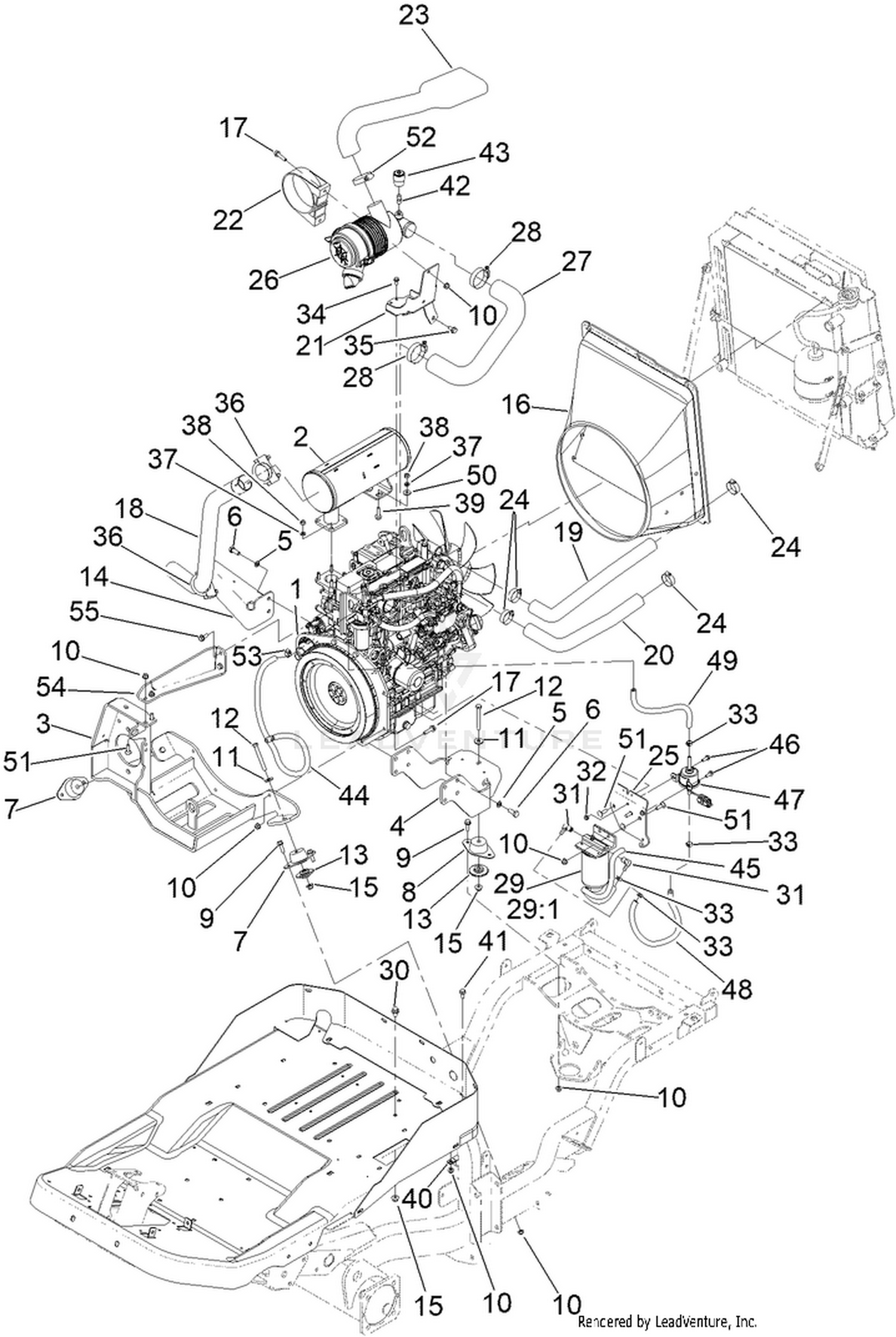Engine, Muffler and Air Cleaner Assembly