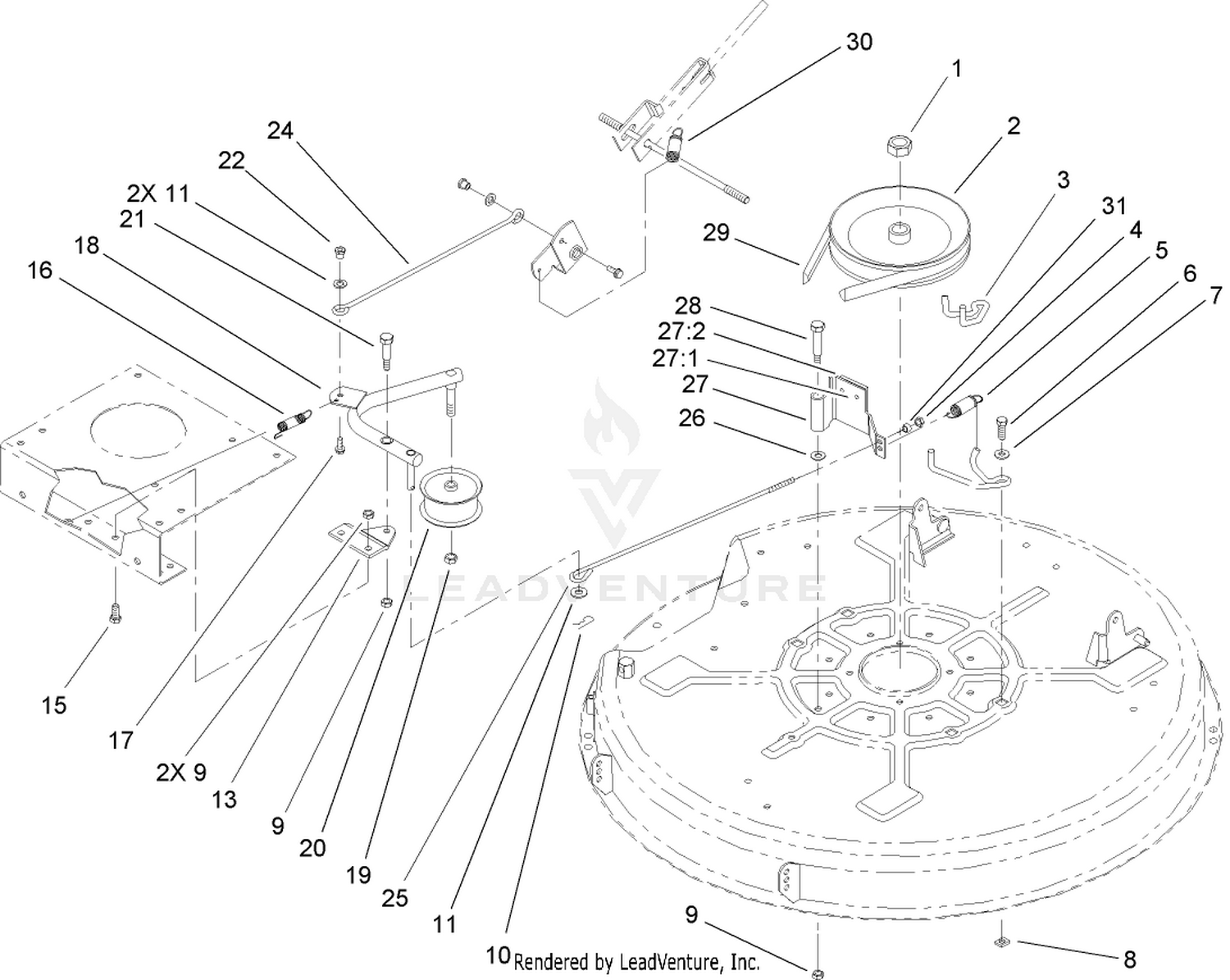 32 Inch Deck Blade Drive and Brake Assembly