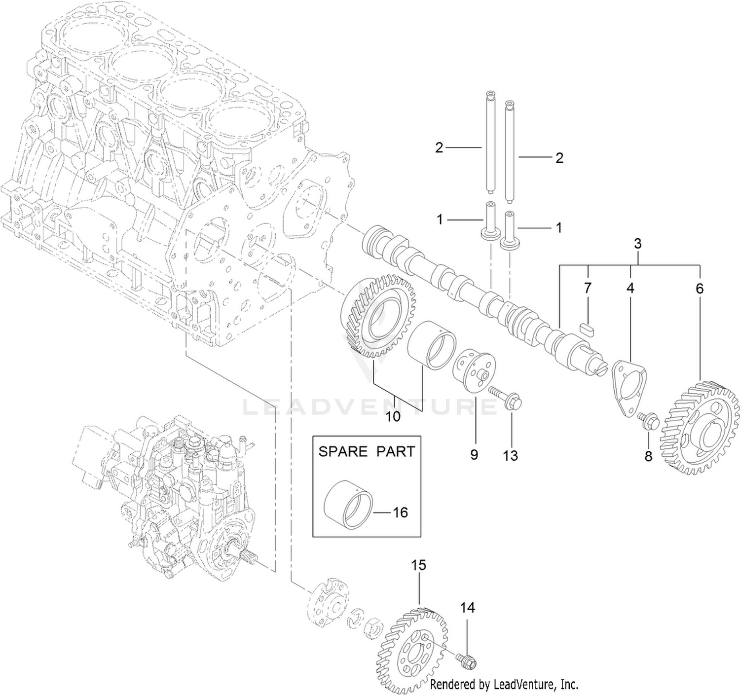 Camshaft and Driving Gear Assembly