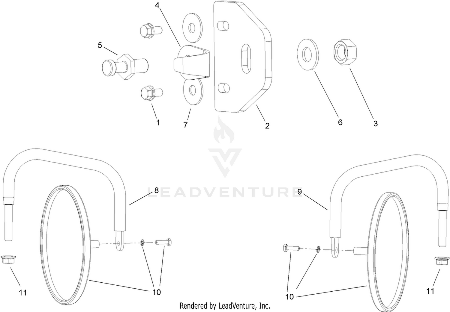 Door Striker and Mirror  Cab Assembly