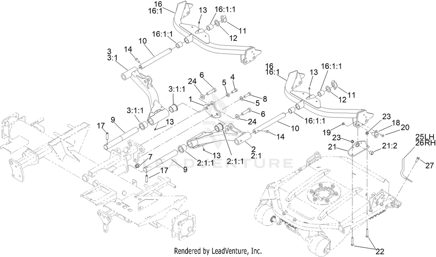 No. 2 and 3 Lift Arm and Deck Assembly
