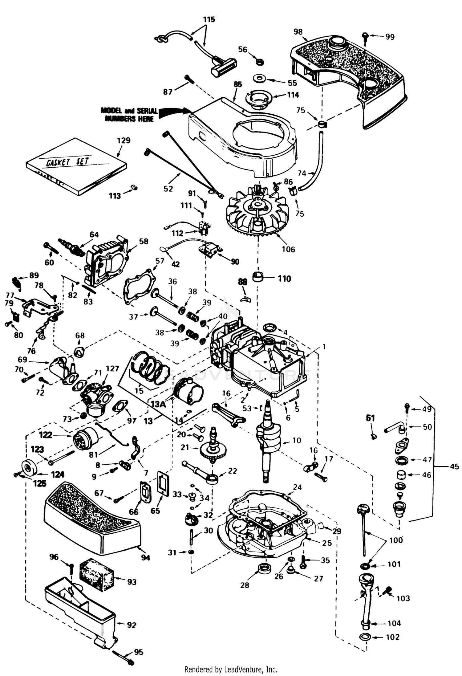 Engine Tecumseh Model No. Tnt100-10095e