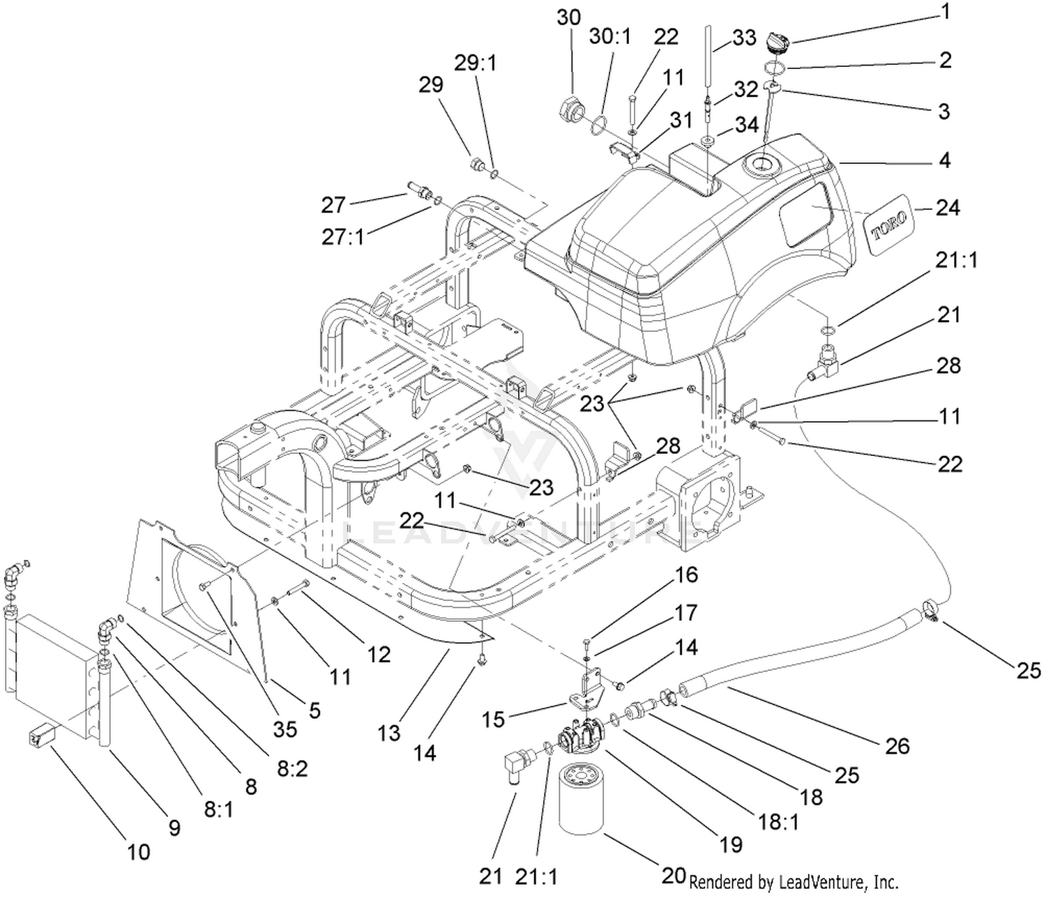 Hydraulic Tank, Filter and Cooler Assembly