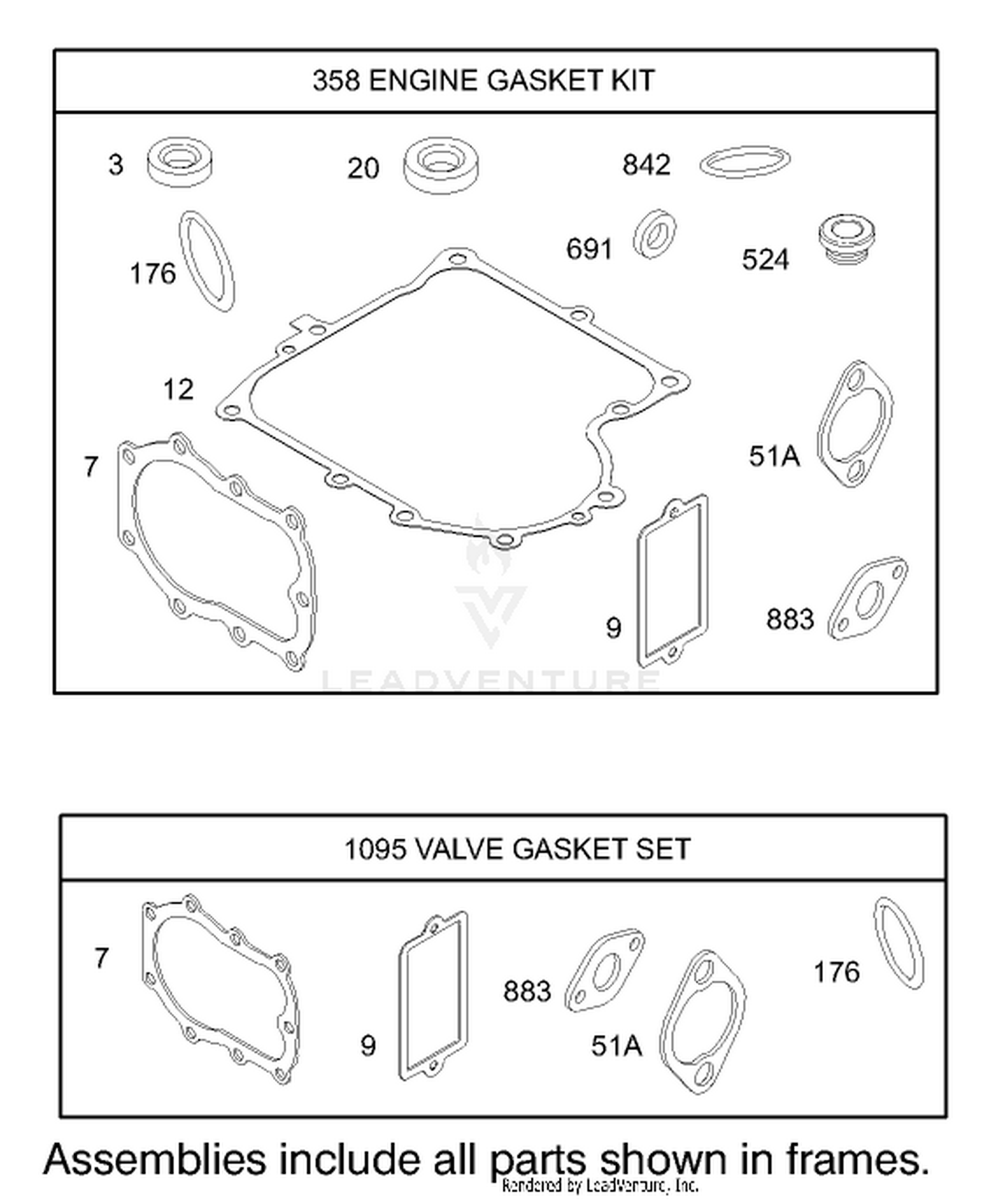 Gasket Assembly Engine Briggs and Stratton Model 28M707-1127-E1