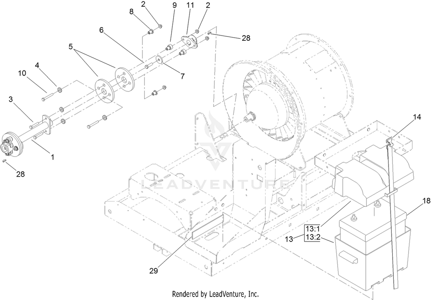 Clutch, Battery and Electrical Component Assembly
