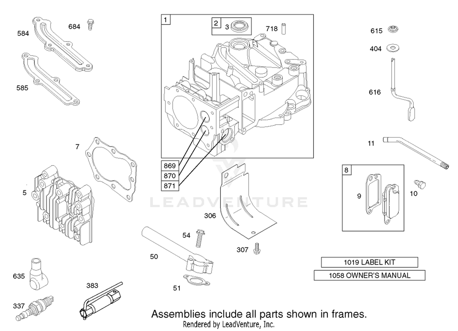 Cylinder Assembly Briggs and Stratton Model 12H802-1720-B1