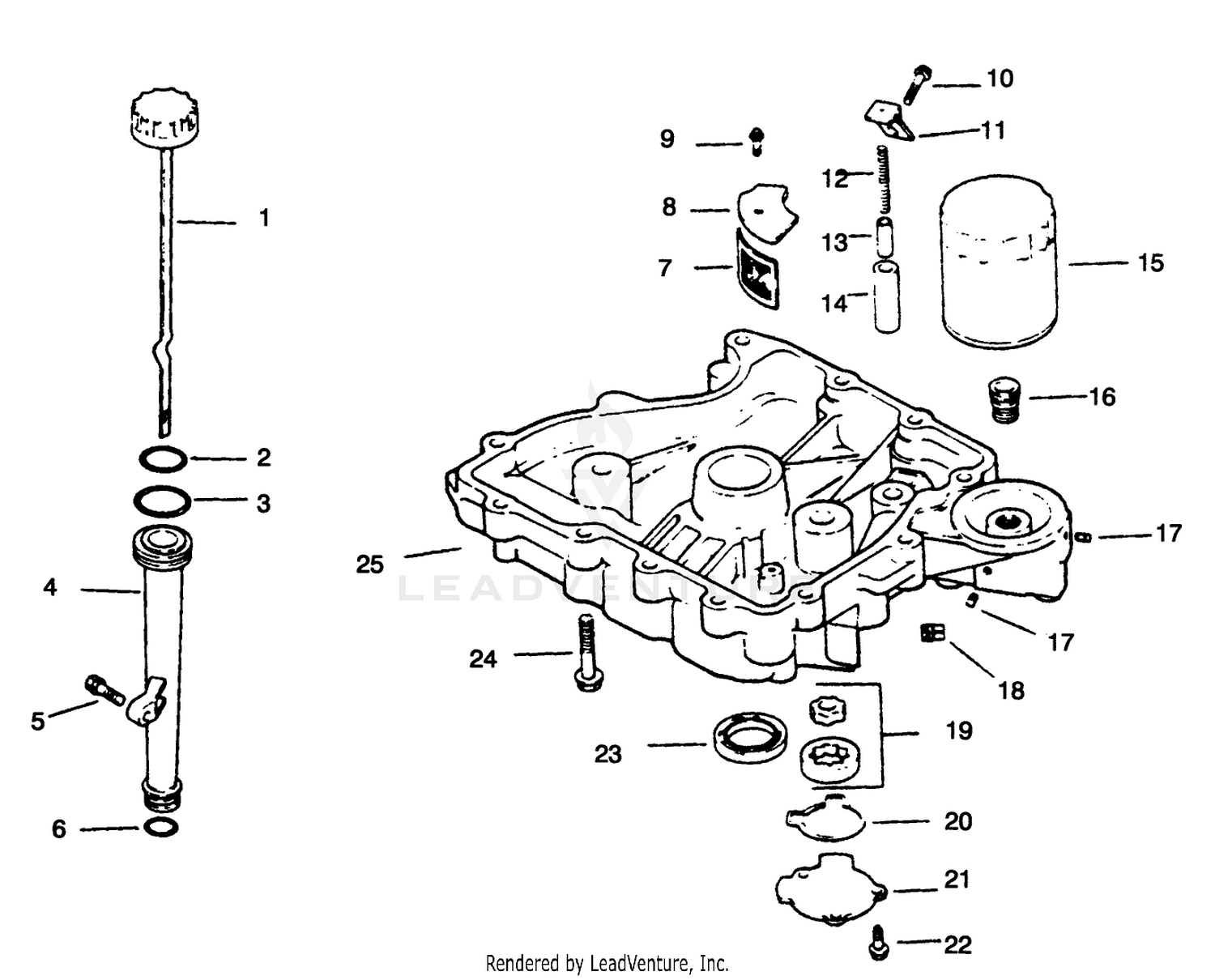 Oil Pan/lubrication-Engine Kohler Model No. Cv12.5t-1254