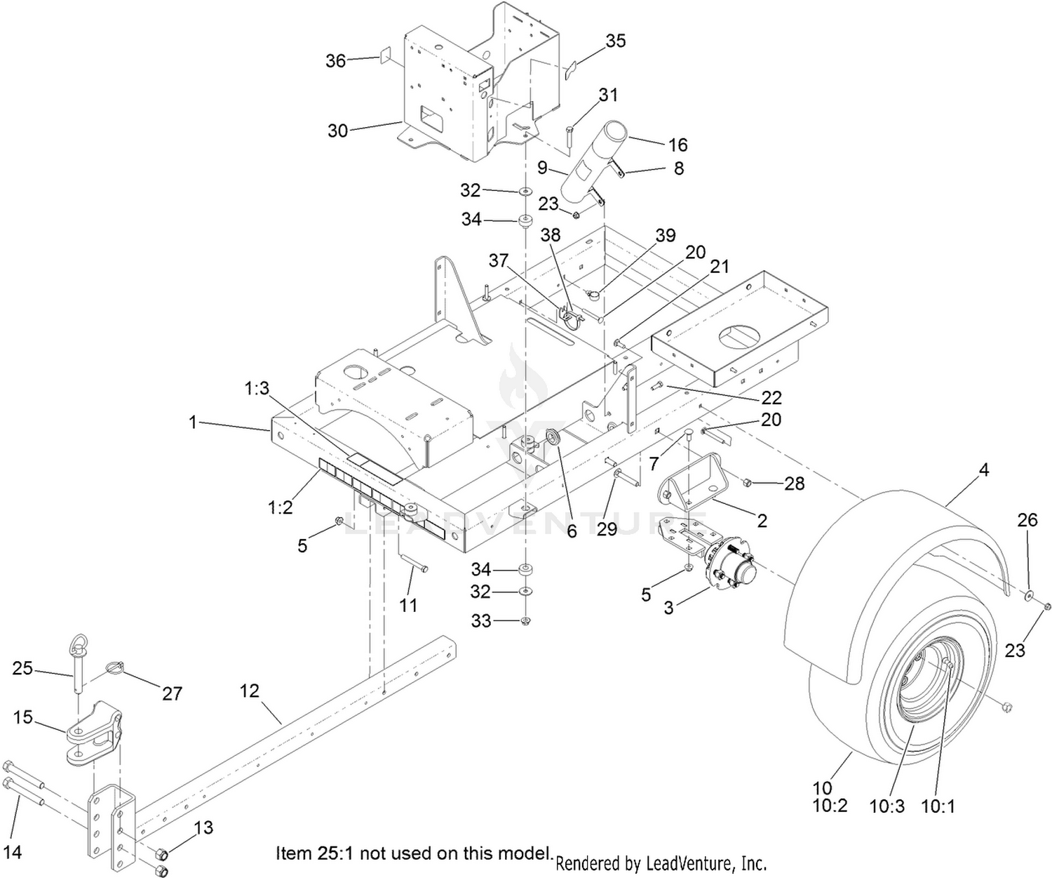 Frame, Wheel, Axle and Hitch Assembly