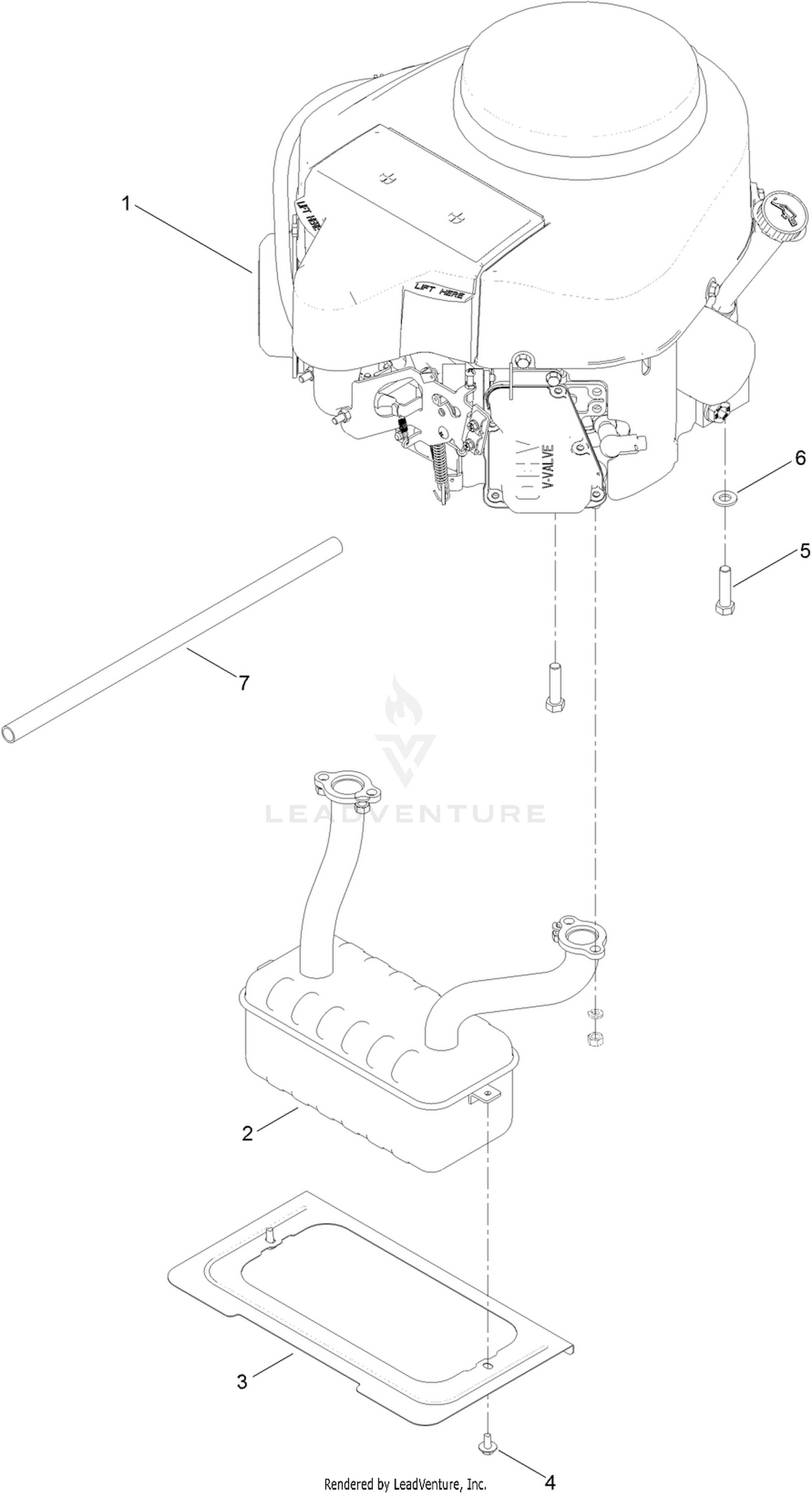 Engine and Muffler Assembly