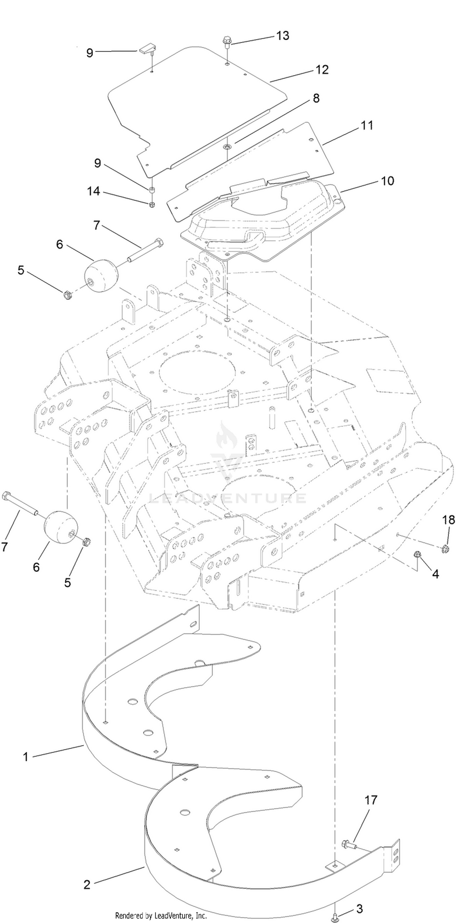 Left Deck Discharge Chamber and Cover Assembly