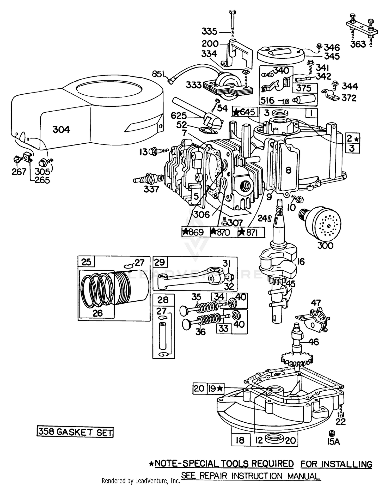 Briggs  Stratton Engine Model No.92908 Type No. 1964-01