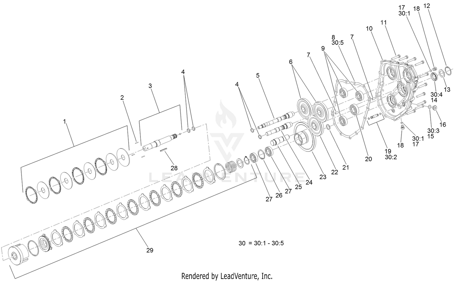 Gear Case and Clutch Assembly  Transmission Assembly No. 125-9290