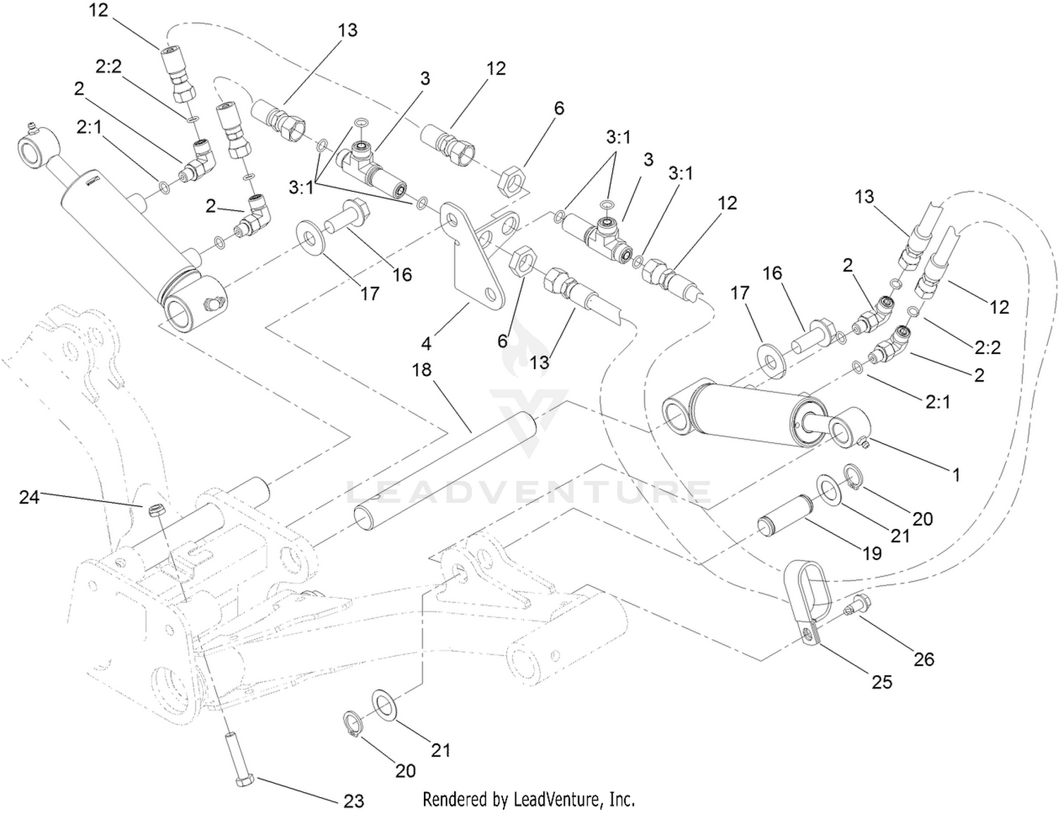 Rear Lift Cylinder and Plumbing Assembly