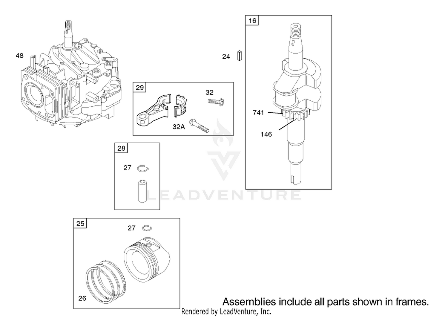 Crankshaft Assembly Engine Briggs and Stratton Model 122602-0120-E1