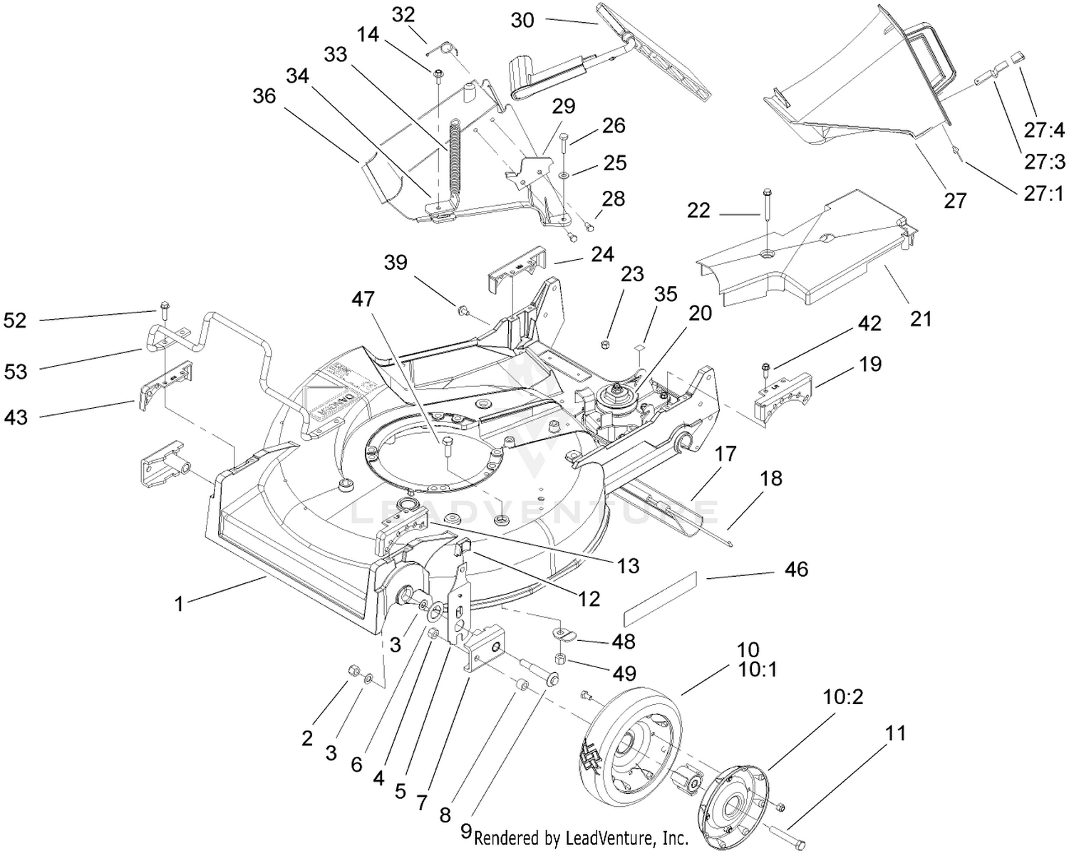 Deck, Chute and Wheel Assembly