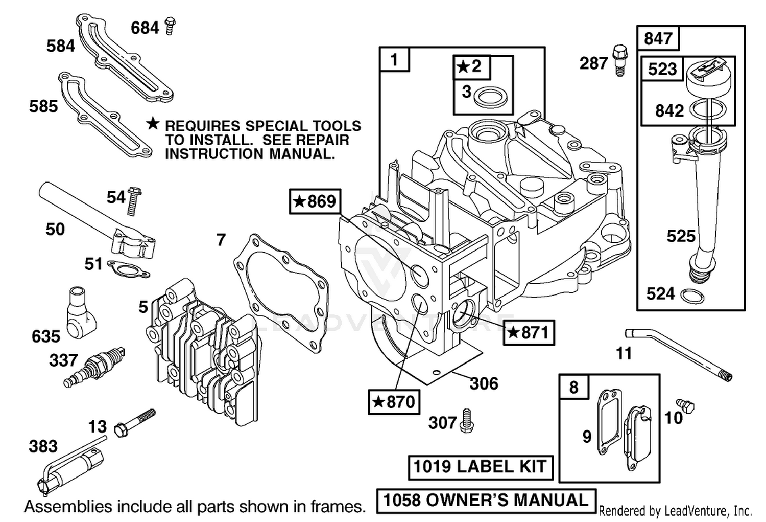 Cylinder and Cylinder Head Assembly Briggs and Stratton Model 12F802-1770-B1