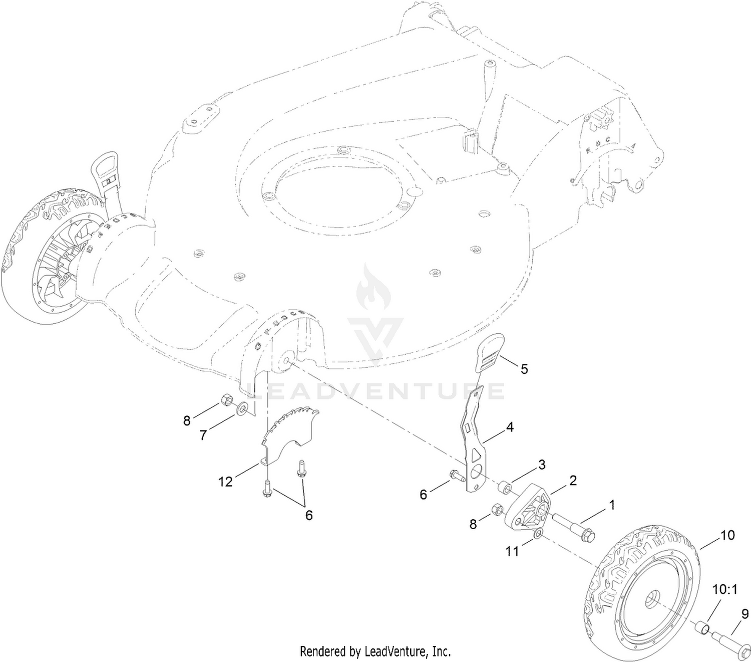 Front Wheel and Height-of-Cut Assembly
