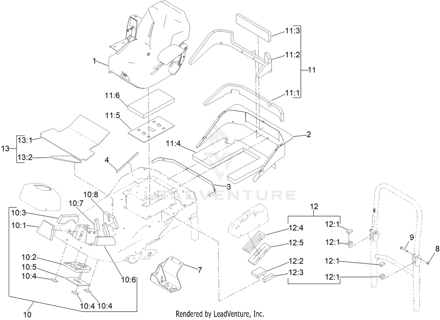 Seat, Firewall and Step Mount Assembly