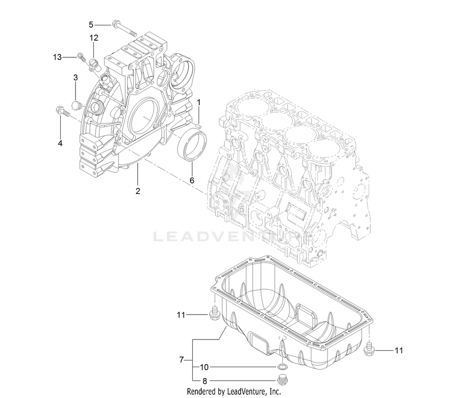 Flywheel Housing and Oil Sump Assembly